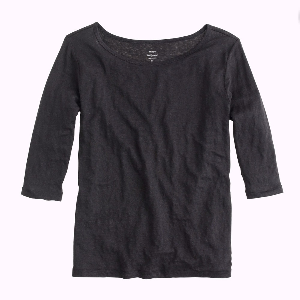 NWT - J.Crew Women’s 100% Linen Boatneck Shirt in Charcoal Color Size XS